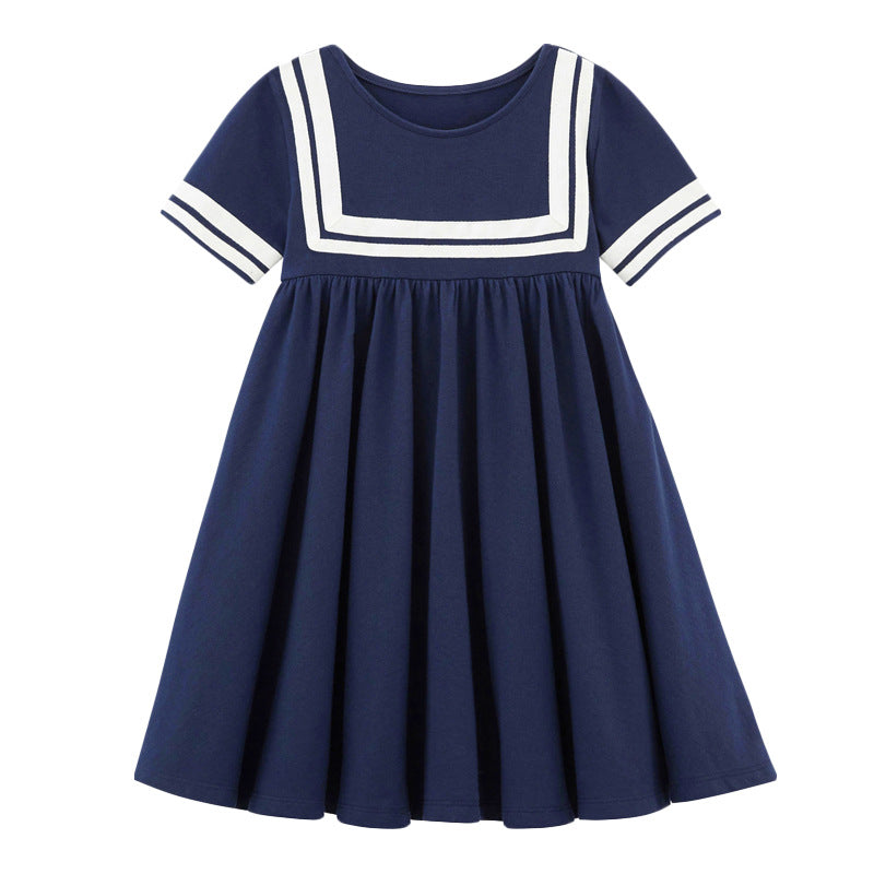 Children'S Dresses European And American Children'S Summer New Style Children'S Skirts  Short-Sleeved Dresses  Sea Soul Shirts