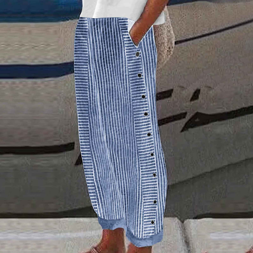 Women's Striped High-Stretch Pants
