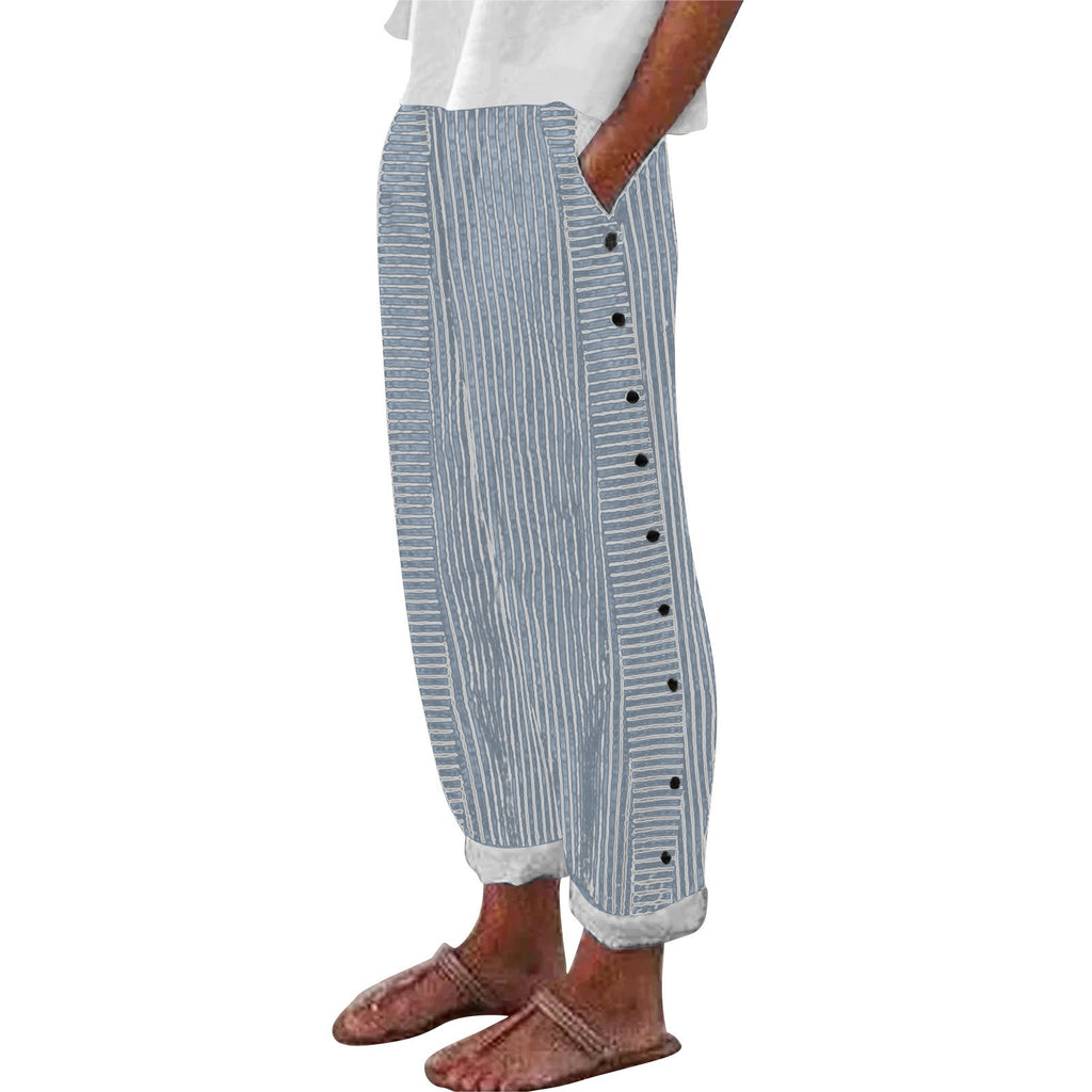 Women's Striped High-Stretch Pants