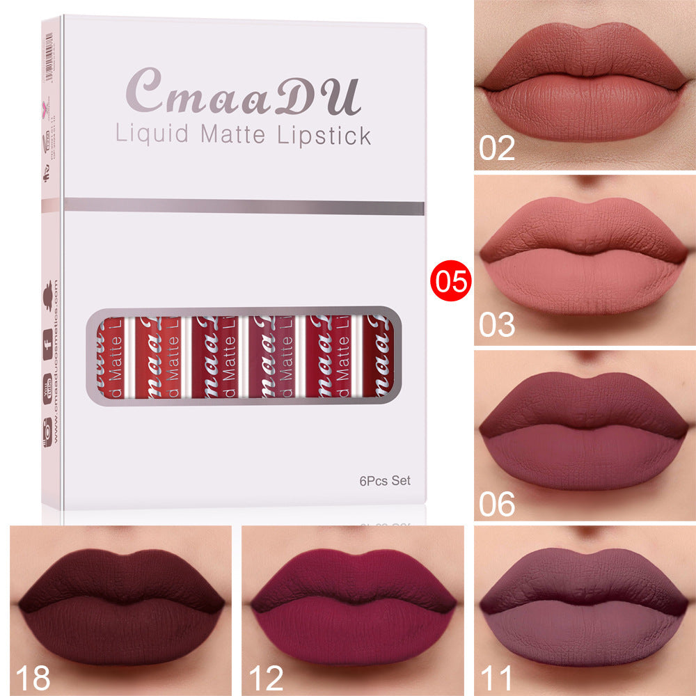 Matte Waterproof Long-Lasting Lip Gloss – Set of 6