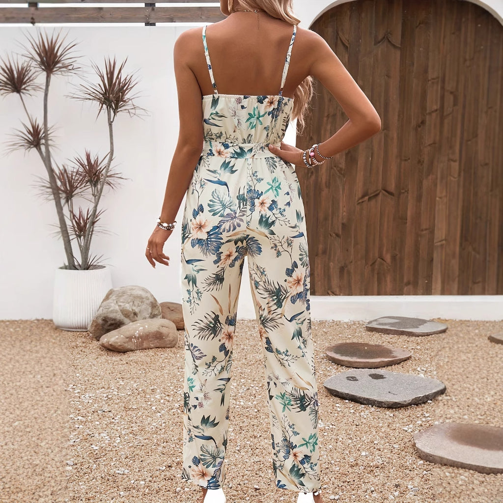 Printed Drawstring Wide-Leg Trousers