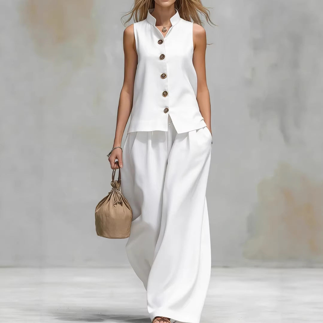 Women's Vest & Wide-Leg Pants Set