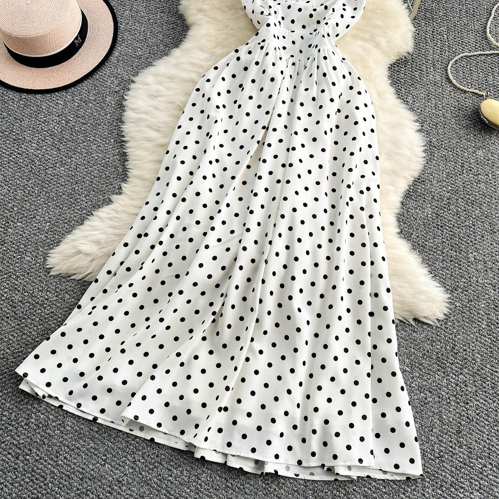 Polka-Dot Halter Neck Dress