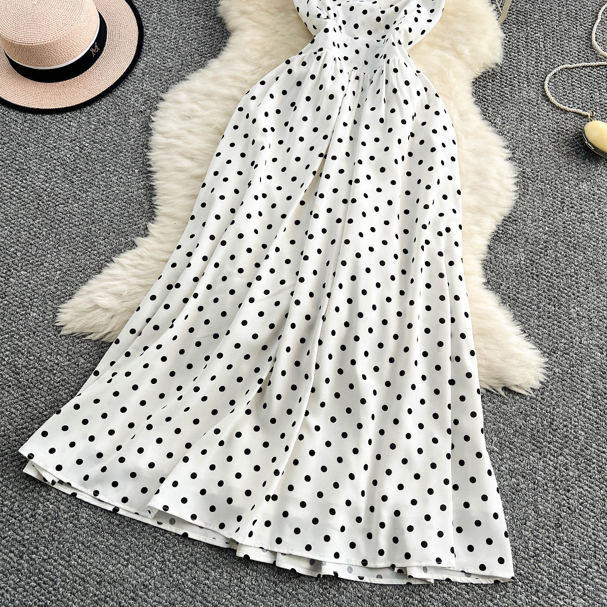 Polka-Dot Halter Neck Dress