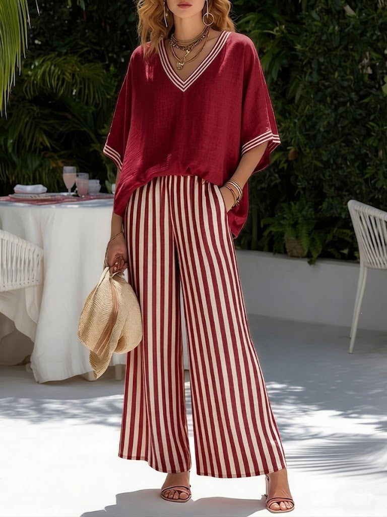 Women's Striped 2-Piece Pants Set