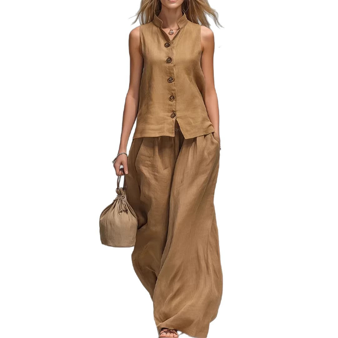 Women's Vest & Wide-Leg Pants Set