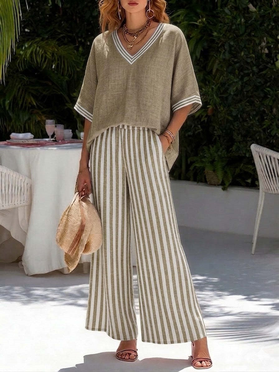 Women's Striped 2-Piece Pants Set