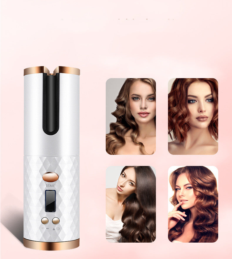 Rechargeable Automatic Ceramic Hair Curler with LCD Display