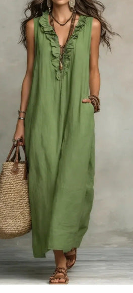 Women's Ruffled A-Line Midi Dress