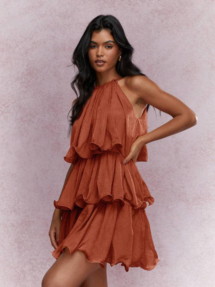 Women's Layered Halter Cocktail Dress