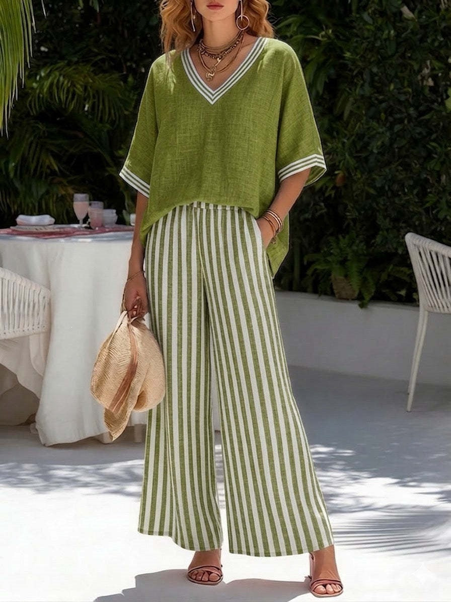 Women's Striped 2-Piece Pants Set