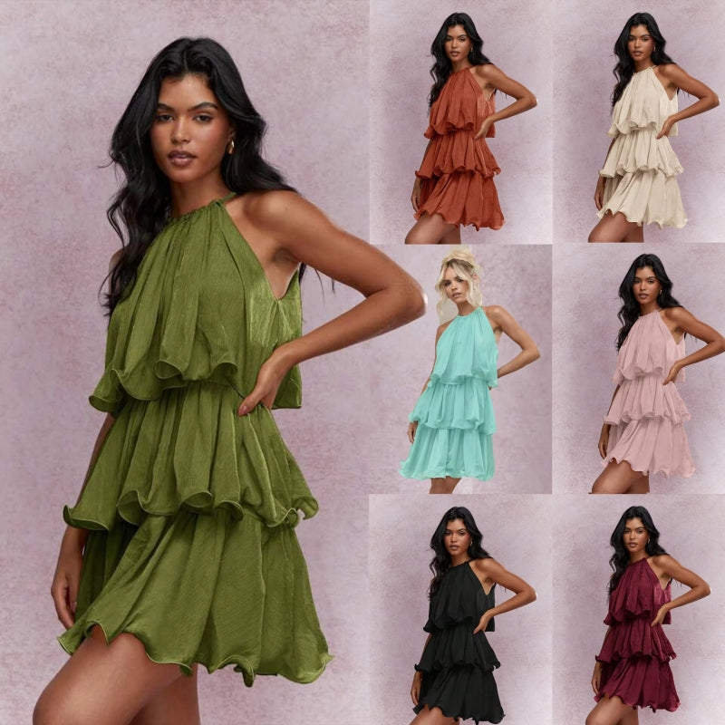 Women's Layered Halter Cocktail Dress