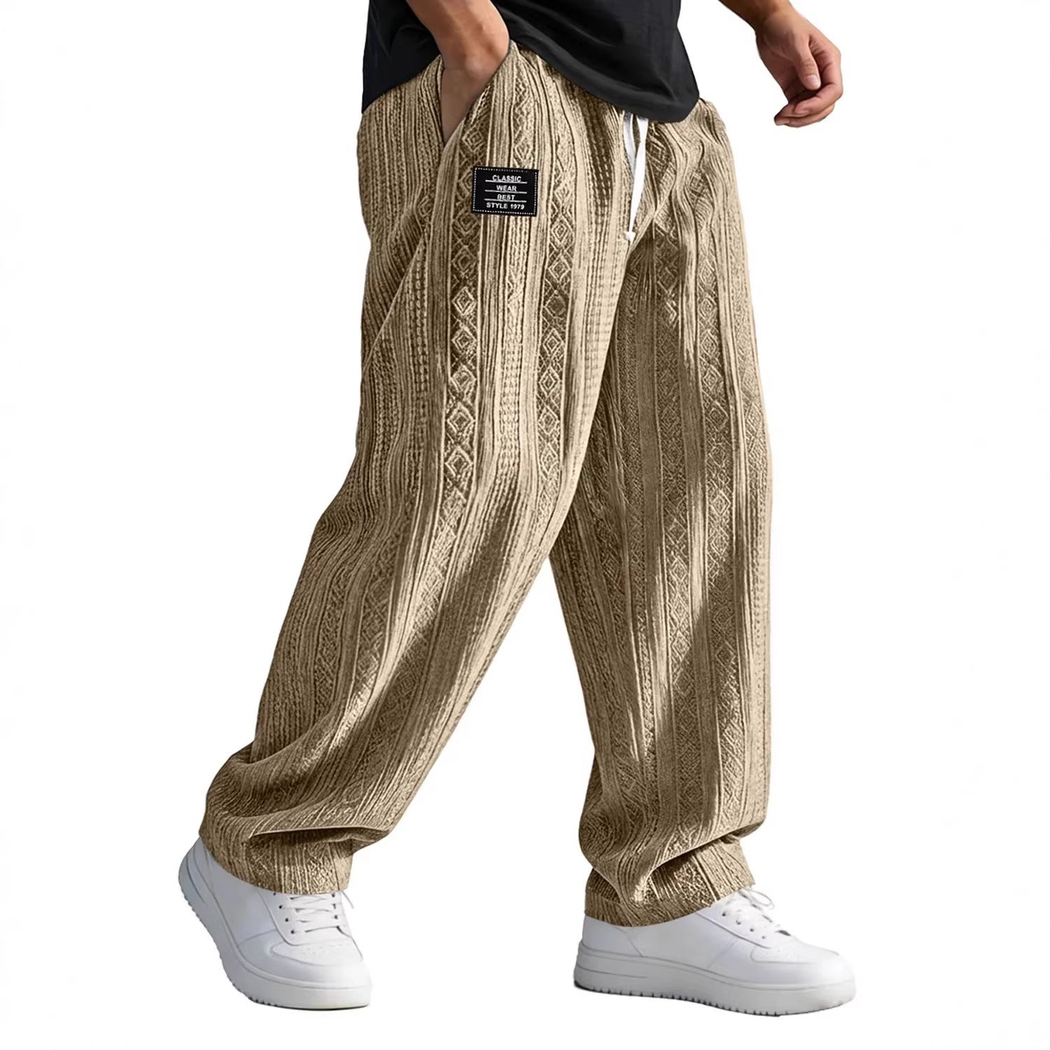 Men's Straight-Leg Lace-Up Casual Pants