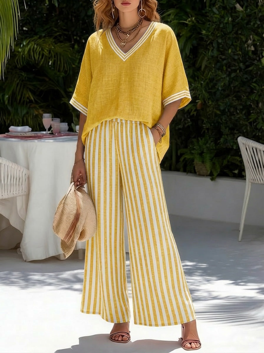 Women's Striped 2-Piece Pants Set