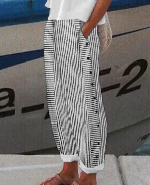 Women's Striped High-Stretch Pants