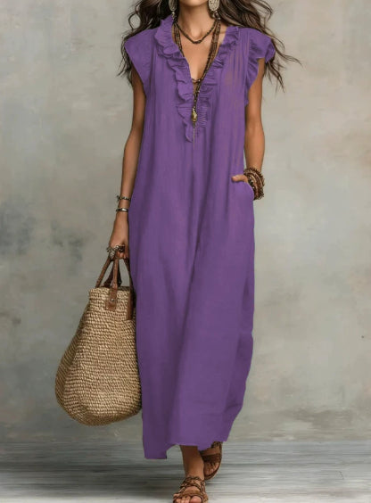 Women's Ruffled A-Line Midi Dress