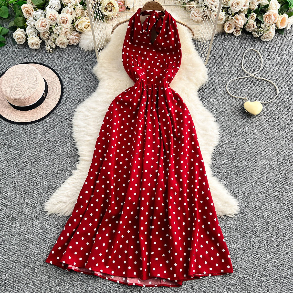 Polka-Dot Halter Neck Dress