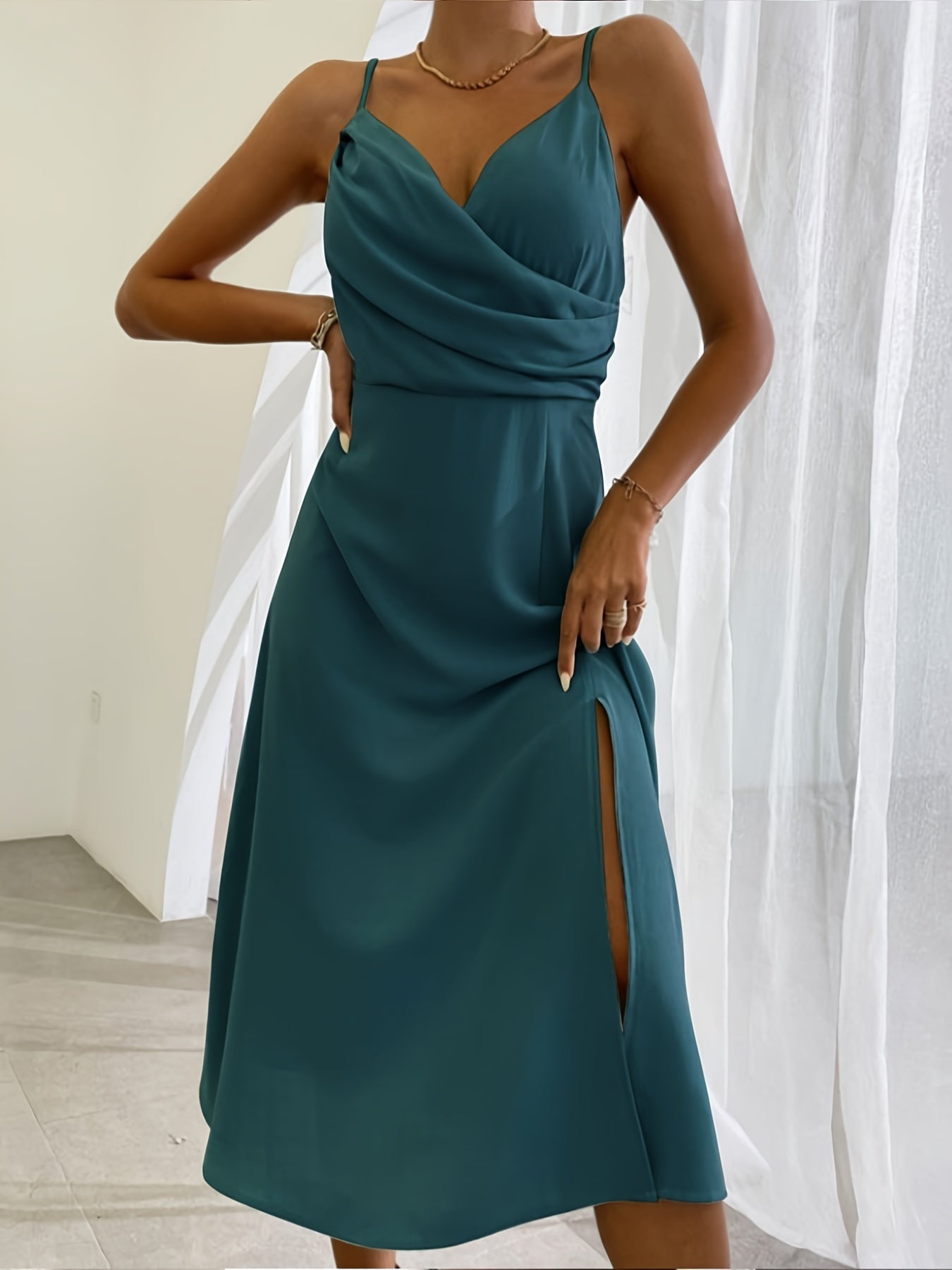 V-neck Slit Sling Dress Summer