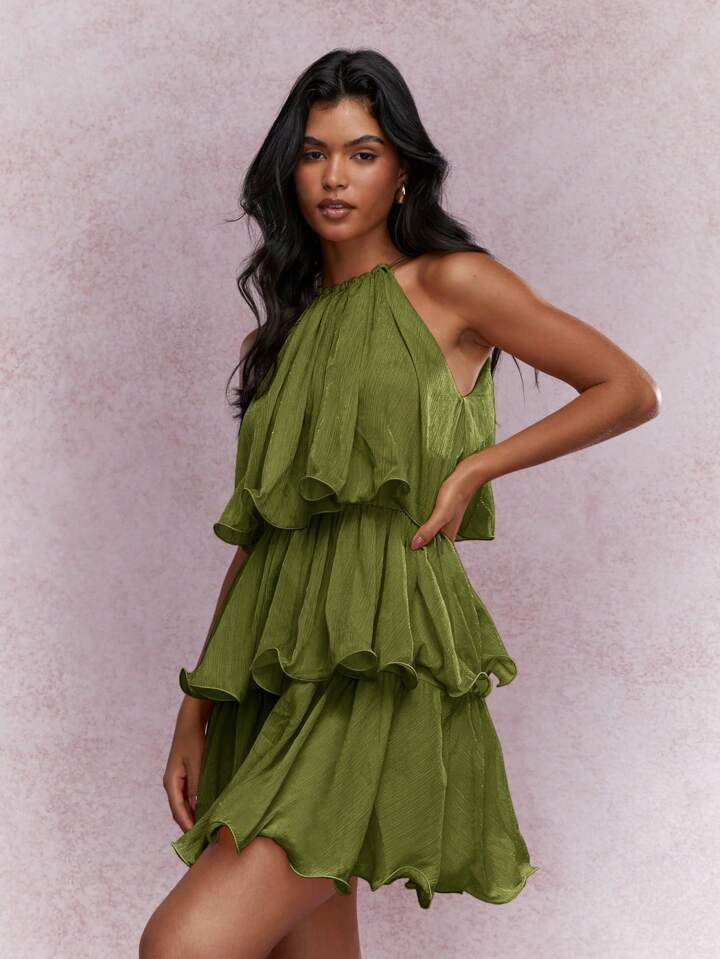 Women's Layered Halter Cocktail Dress