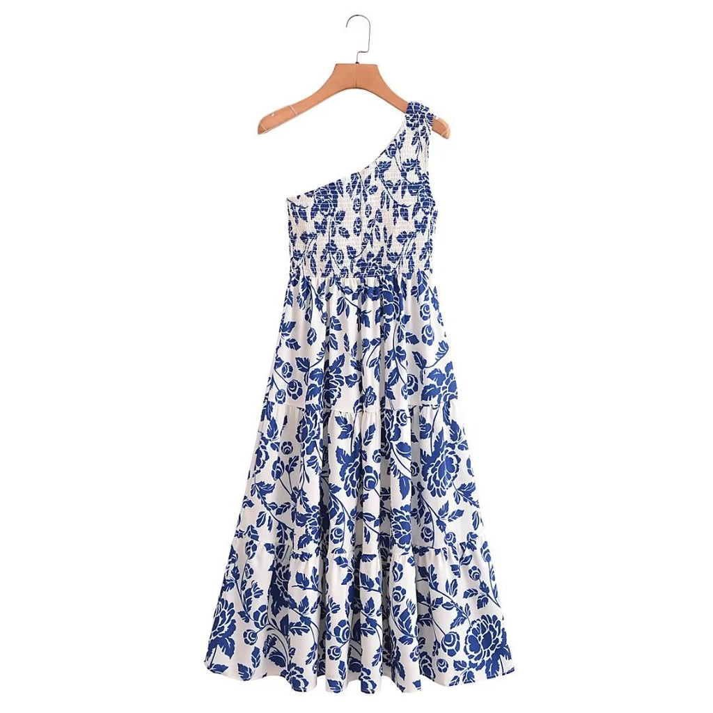 Womens Printed Off-Shoulder Dress