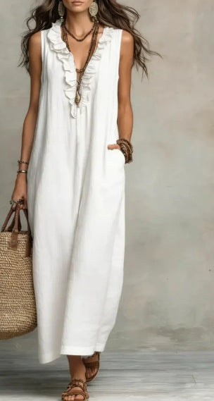 Women's Ruffled A-Line Midi Dress
