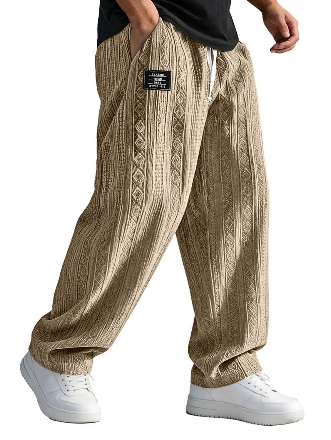 Men's Straight-Leg Lace-Up Casual Pants