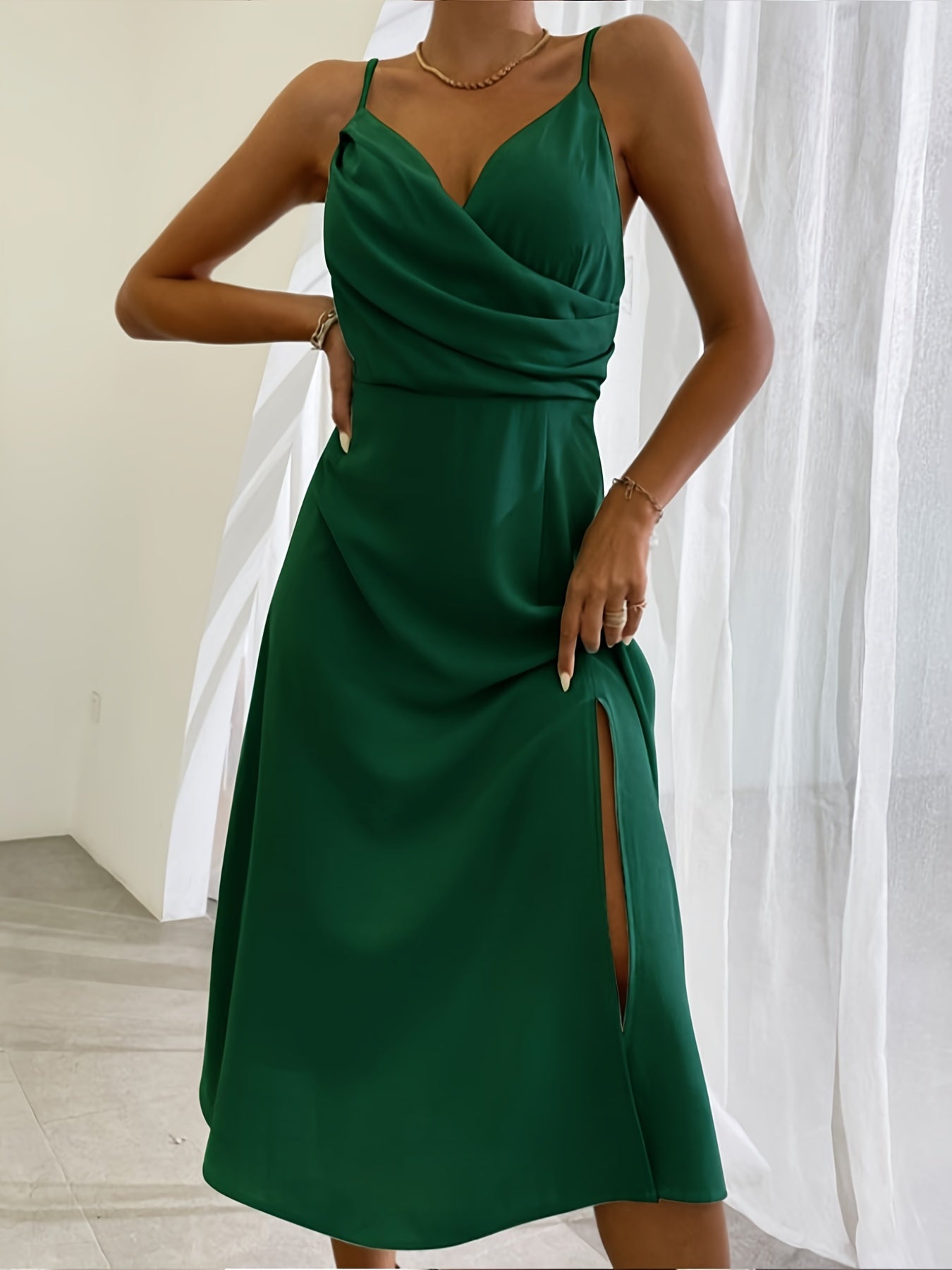 V-neck Slit Sling Dress Summer