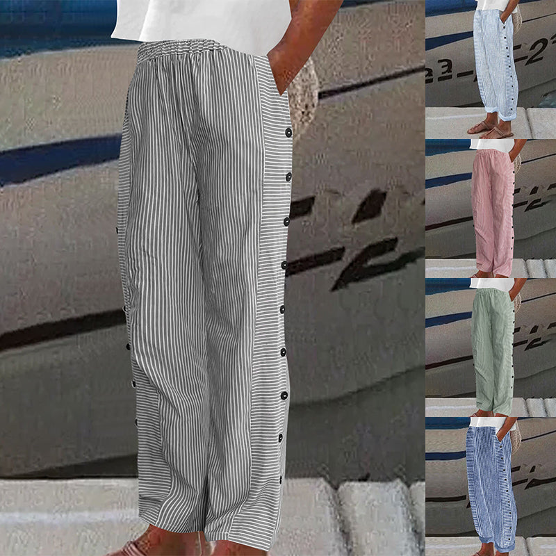 Women's Striped High-Stretch Pants