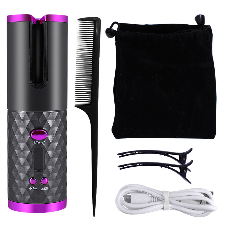 Rechargeable Automatic Ceramic Hair Curler with LCD Display