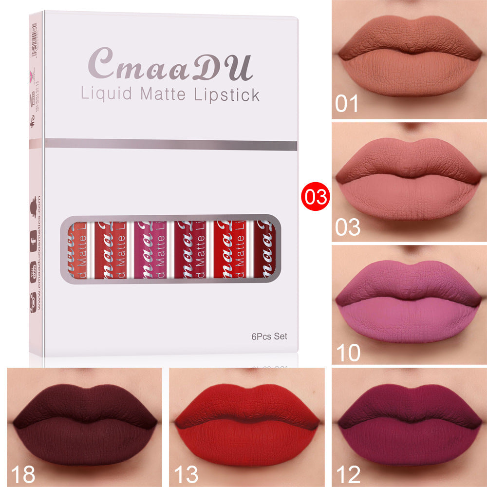 Matte Waterproof Long-Lasting Lip Gloss – Set of 6