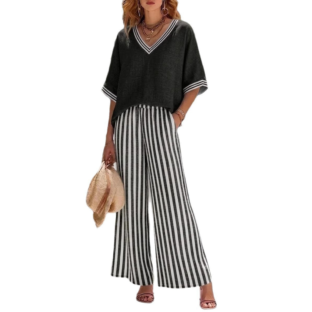 Women's Striped 2-Piece Pants Set