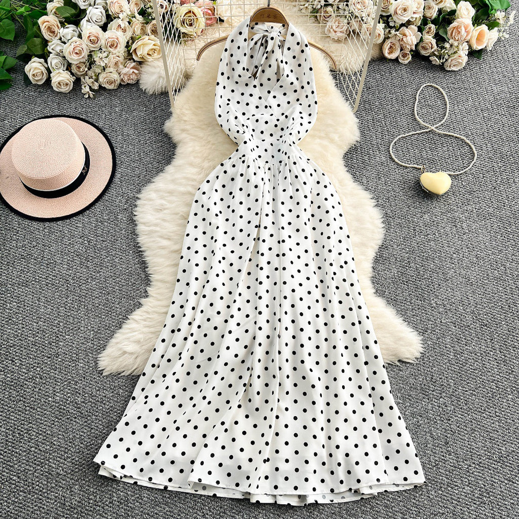 Polka-Dot Halter Neck Dress