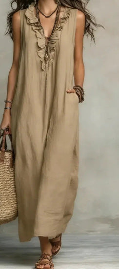 Women's Ruffled A-Line Midi Dress