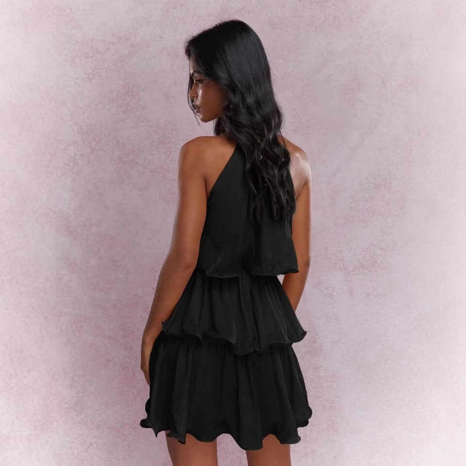 Women's Layered Halter Cocktail Dress