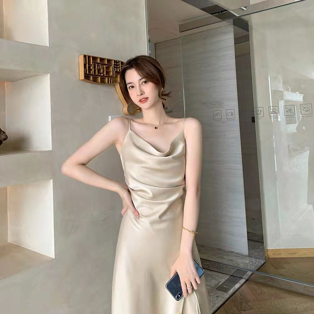 Women's Satin Midi Slip Dress