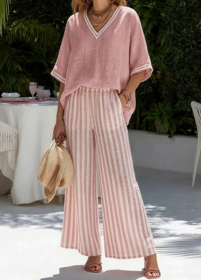 Women's Striped 2-Piece Pants Set