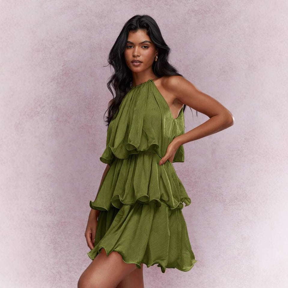 Women's Layered Halter Cocktail Dress