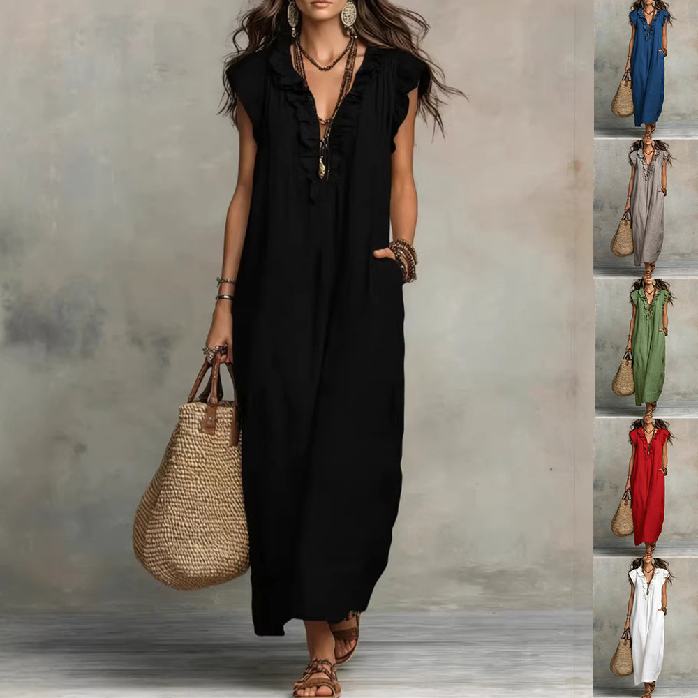 Women's Ruffled A-Line Midi Dress