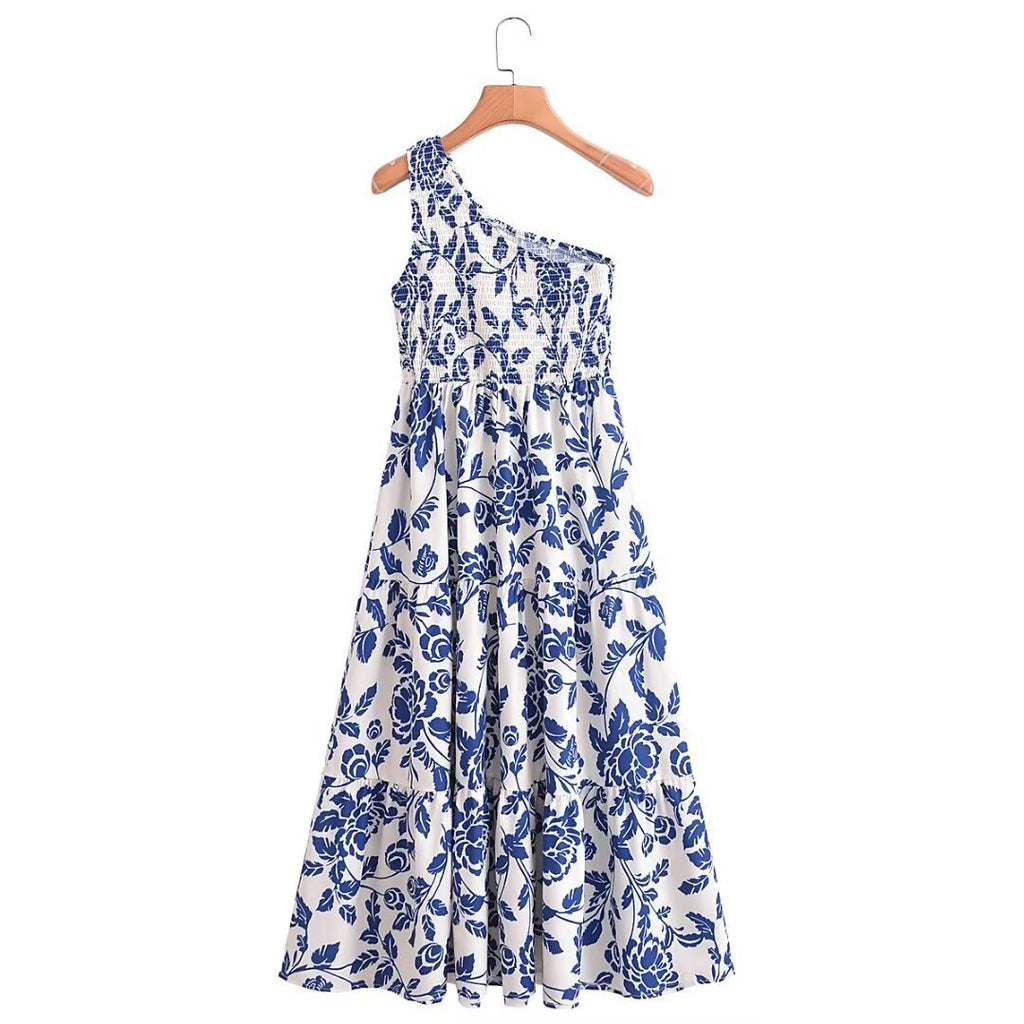 Womens Printed Off-Shoulder Dress