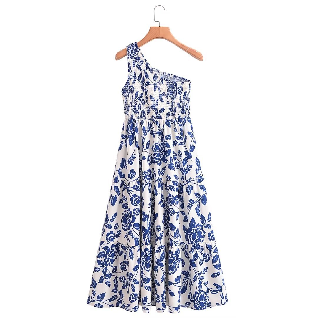 Womens Printed Off-Shoulder Dress