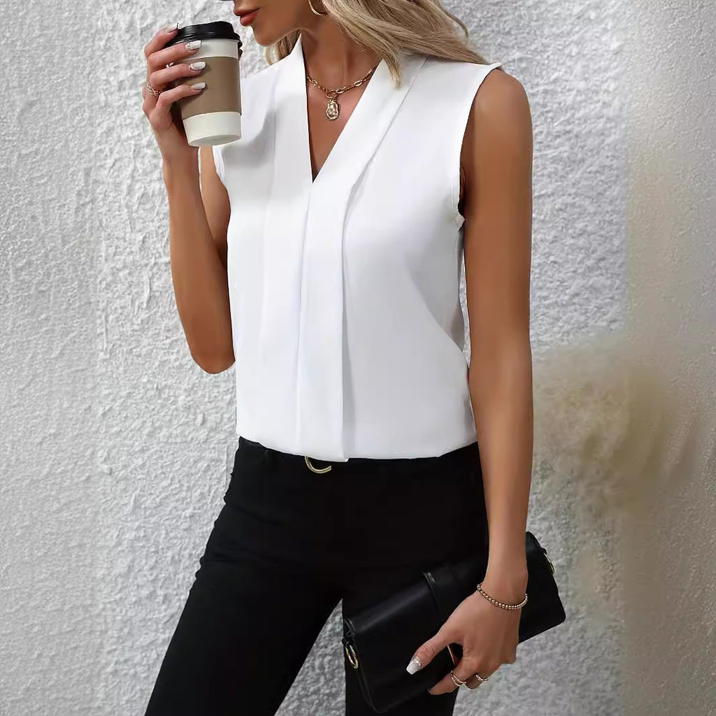 Women's Sleeveless V-Neck Fitted Top