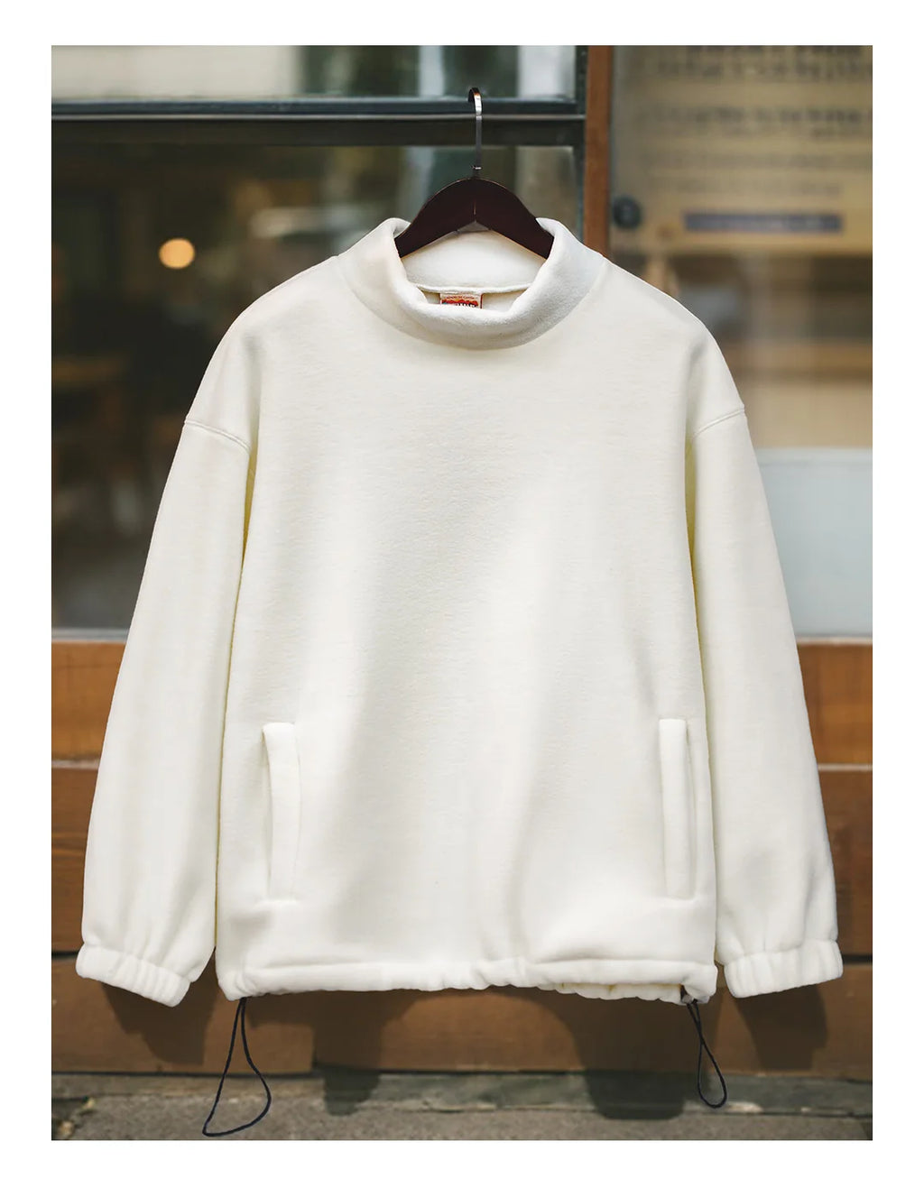 Maden Women’s Fleece Sweatshirt 370gsm Stand Collar Oversized Loose Pullover Unisex Thick Warm Autumn Winter Basic Sweatshirt