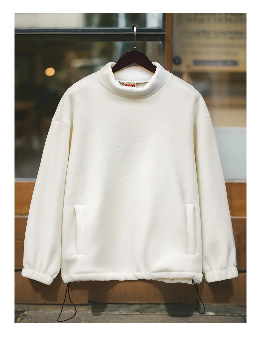 Maden Women’s Fleece Sweatshirt 370gsm Stand Collar Oversized Loose Pullover Unisex Thick Warm Autumn Winter Basic Sweatshirt