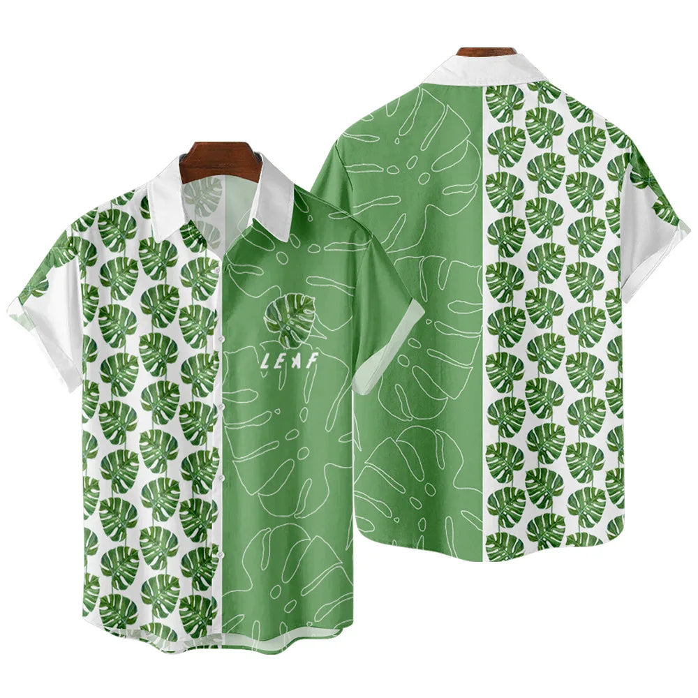 Summer Fashion Coconut Tree Print Hawaiian Shirts for Women Men Loose Linen Short-Sleeved Beach Tops Street Casual Anti-Wrinkle