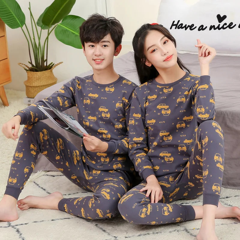 Kids' Cartoon Cotton Pajama Set (10-18Y)
