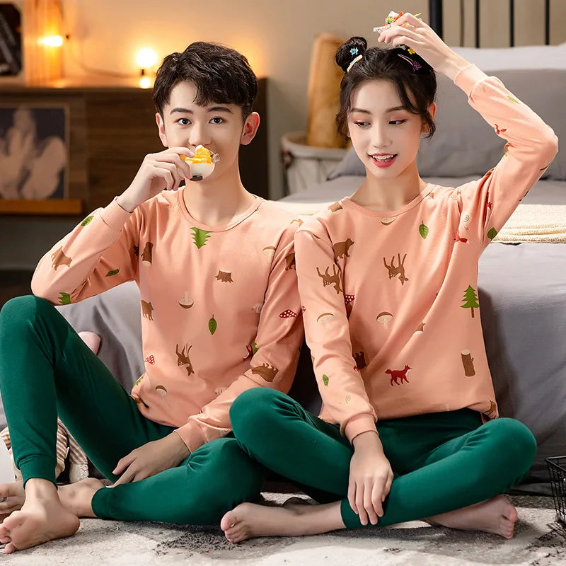 Kids' Cartoon Cotton Pajama Set (10-18Y)