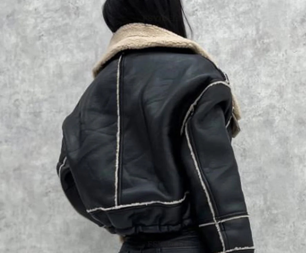 Custom Logo Hot Selling Products Winter Streetwear Women Casual Zipper Long Sleeve Fur Patchwork Jackets Coats