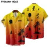 Summer Fashion Coconut Tree Print Hawaiian Shirts for Women Men Loose Linen Short-Sleeved Beach Tops Street Casual Anti-Wrinkle