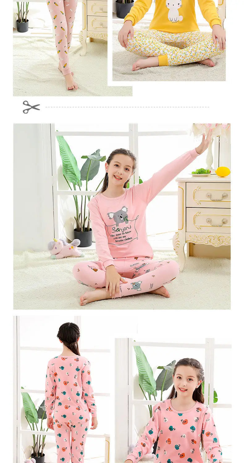 Kids' Cartoon Cotton Pajama Set (10-18Y)