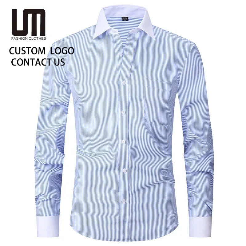 Liu Ming Customized Men S Spring Summer Fashion Clothing Cotton Comfortable Business Long Sleeve Solid Stripe Shirts